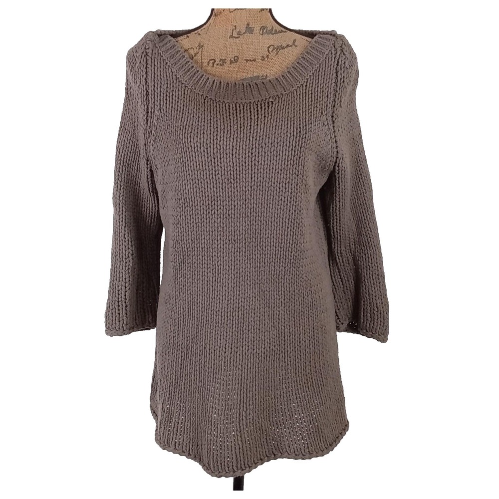 Soft Surroundings Sweater Dress Tunic Chunky Size M Brown Mocha Long Sleeve Knit